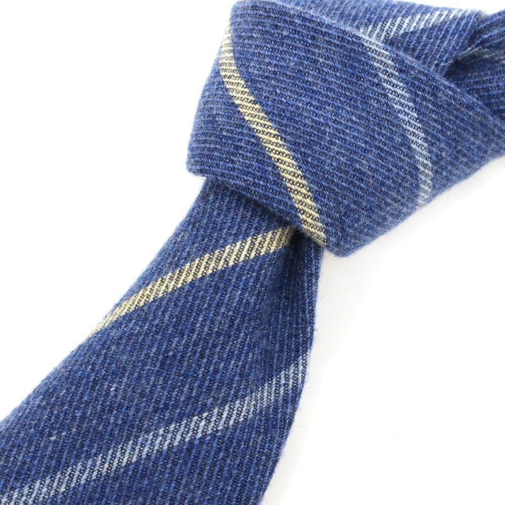 【中古】チフォネリ Cifonelli ISETAN MENS別注 カシミヤシルク ストライプ柄ネクタイ ダークブルーxライトイエロー【BLU】【A/W】【状態ランクB】【メンズ】【759077】 [EPD]
