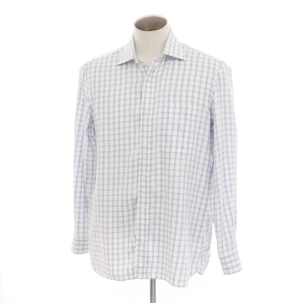 [Used] Luigi Borrelli Check Dress Shirt White x Blue [42] [Condition Rank C] [Men&