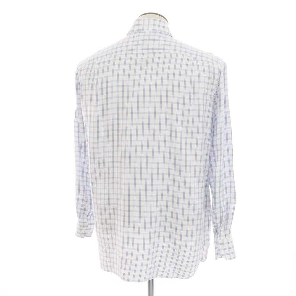 [Used] Luigi Borrelli Check Dress Shirt White x Blue [42] [Condition Rank C] [Men&