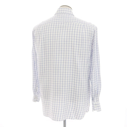 [Used] Luigi Borrelli Check Dress Shirt White x Blue [42] [Condition Rank C] [Men&