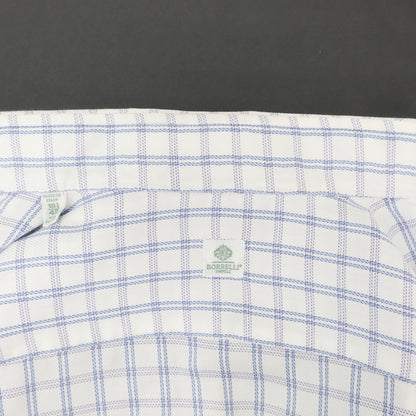 [Used] Luigi Borrelli Check Dress Shirt White x Blue [42] [Condition Rank C] [Men&