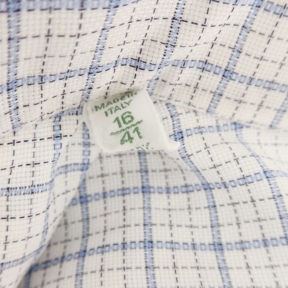 [Used] Luigi Borrelli Check Dress Shirt White x Blue [41] [Condition Rank C] [Men&