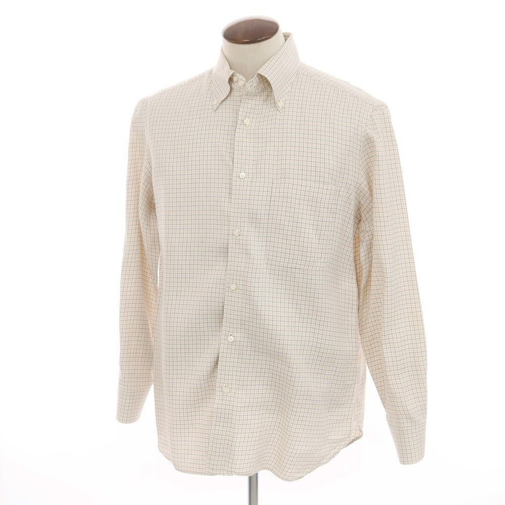 [Used] Luigi Borrelli Check Button-down Dress Shirt Ivory x Red [42] [Condition Rank C] [Men&