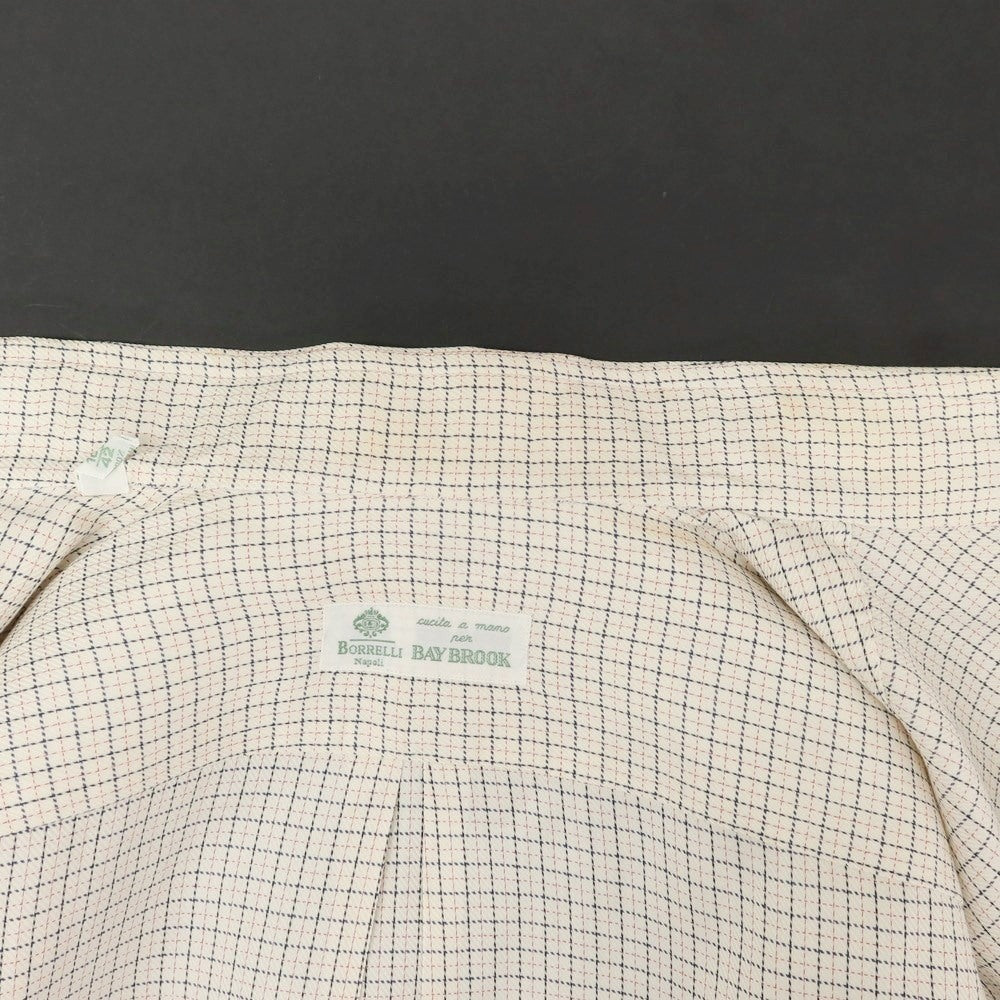 [Used] Luigi Borrelli Check Button-down Dress Shirt Ivory x Red [42] [Condition Rank C] [Men&