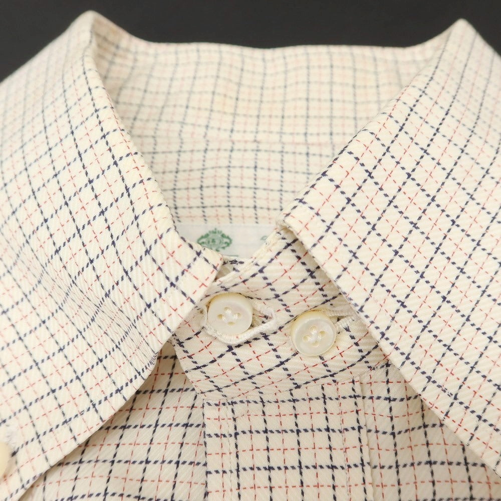 [Used] Luigi Borrelli Check Button-down Dress Shirt Ivory x Red [42] [Condition Rank C] [Men&