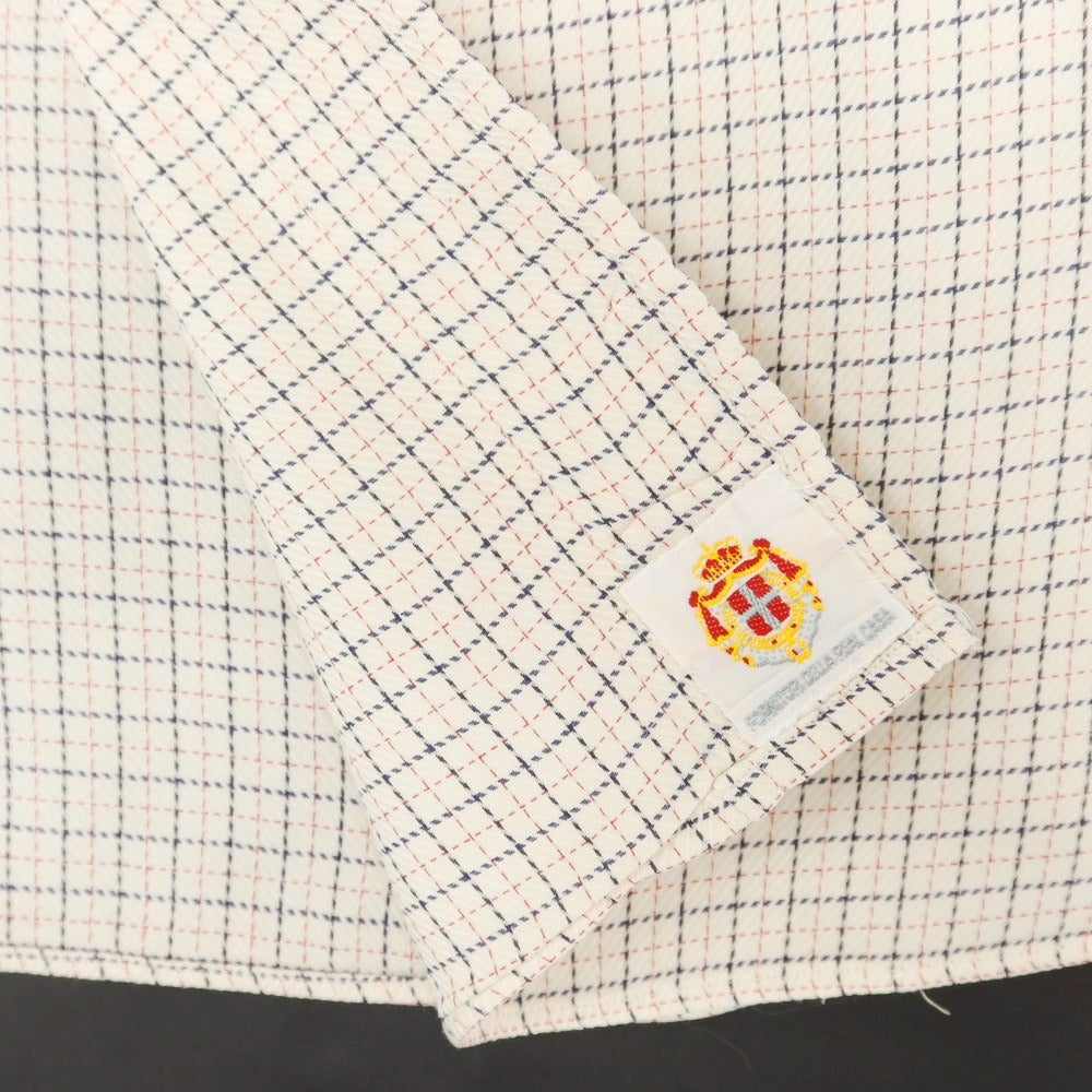 [Used] Luigi Borrelli Check Button-down Dress Shirt Ivory x Red [42] [Condition Rank C] [Men&