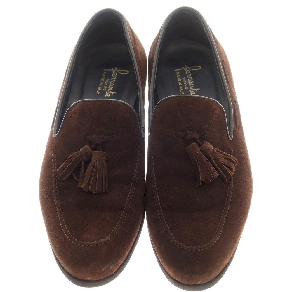 [Used] Ferrante FERRANTE Suede Tassel Loafers Dark Brown [6.5] [Condition Rank B] ​​[Men&