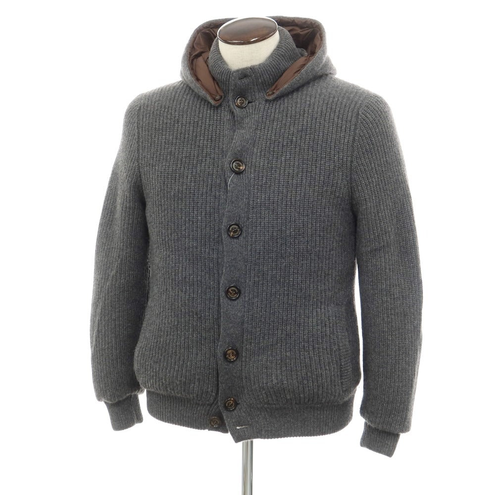 【中古】ブルネロクチネリ Brunello Cucinelli カシミヤ ニット 中綿ブルゾン グレー【 48 】【 状態ランクC 】【 メンズ 】