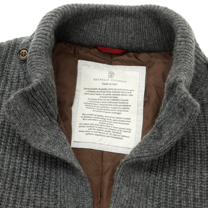 【中古】ブルネロクチネリ Brunello Cucinelli カシミヤ ニット 中綿ブルゾン グレー【 48 】【 状態ランクC 】【 メンズ 】