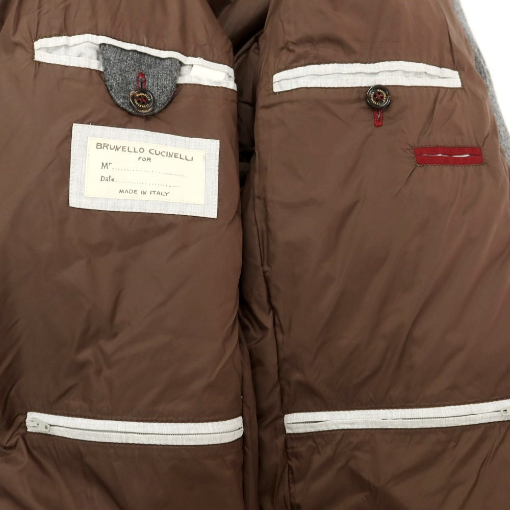 【中古】ブルネロクチネリ Brunello Cucinelli カシミヤ ニット 中綿ブルゾン グレー【 48 】【 状態ランクC 】【 メンズ 】