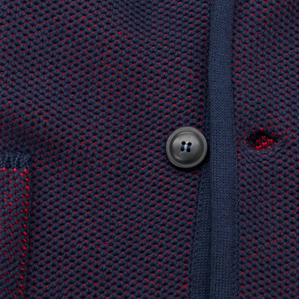 [Used] LARDINI mid-gauge cotton knit jacket, navy x red [S] [Condition: B] [Men&