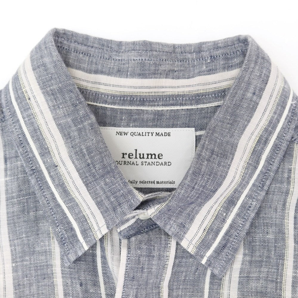 [Used] JOURNAL STANDARD relume Linen Stripe Regular Collar Casual Shirt Navy [Size S] [NVY] [S/S] [Condition Rank B] ​​[Men&