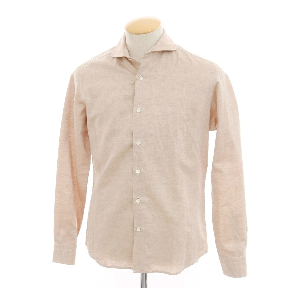 [Used] EDIFICE Cotton Linen Cutaway Casual Shirt Brown Beige [Size S] [BEI] [S/S] [Condition Rank C] [Men&