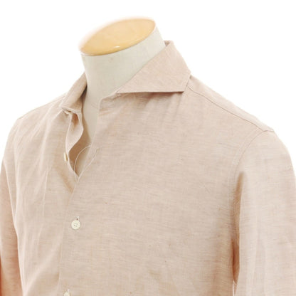 [Used] EDIFICE Cotton Linen Cutaway Casual Shirt Brown Beige [Size S] [BEI] [S/S] [Condition Rank C] [Men&