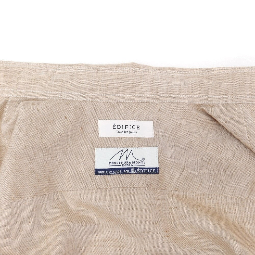 [Used] EDIFICE Cotton Linen Cutaway Casual Shirt Brown Beige [Size S] [BEI] [S/S] [Condition Rank C] [Men&