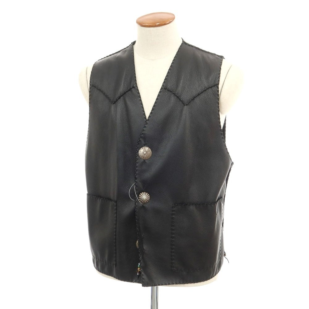 Used] PAM DIETRICH Leather Concho Button Vest Gilet Black [Size not s –  リタリオリブロ