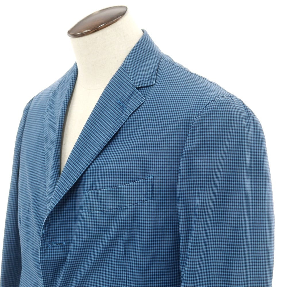 【中古】ボリオリ BOGLIOLI コットン チェック 3B カジュアルジャケット ブルーxネイビー【サイズ50】【 状態ランクB 】【 メンズ 】[EPD]