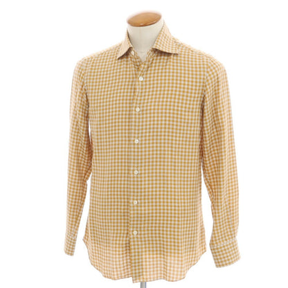 [Used] ERRICO FORMICOLA Cotton Wide Collar Check Casual Shirt Light Brown x Gray [M] [Condition Rank B] ​​[Men&