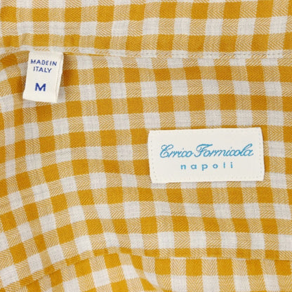 [Used] ERRICO FORMICOLA Cotton Wide Collar Check Casual Shirt Light Brown x Gray [M] [Condition Rank B] ​​[Men&