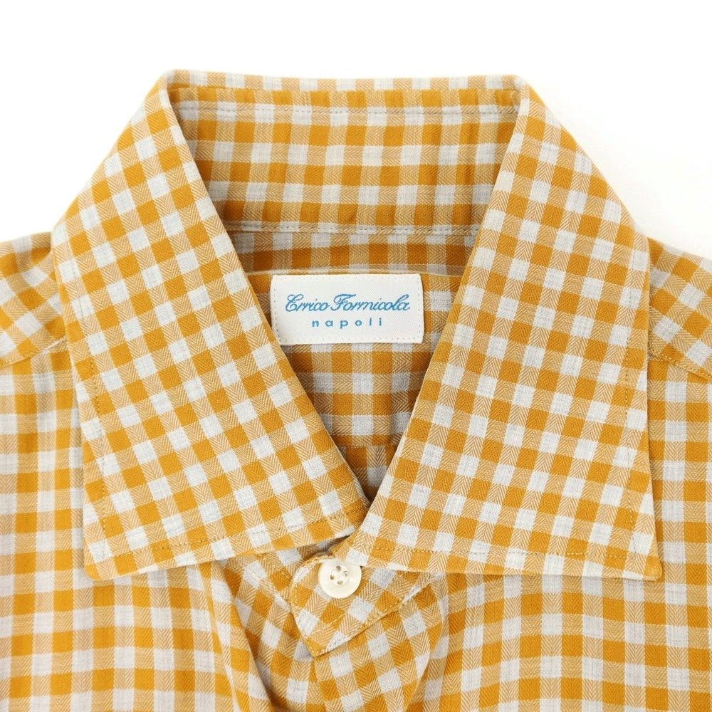 [Used] ERRICO FORMICOLA Cotton Wide Collar Check Casual Shirt Light Brown x Gray [M] [Condition Rank B] ​​[Men&