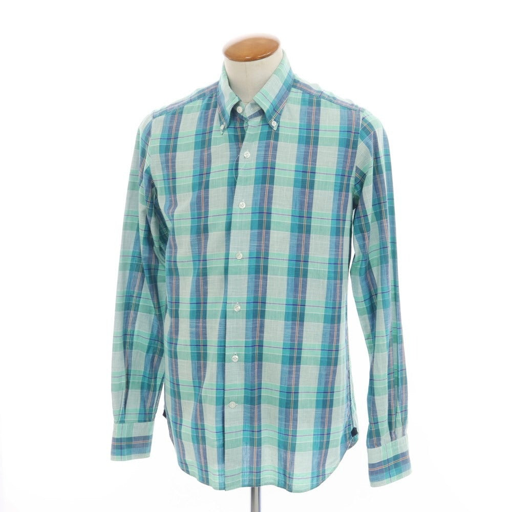 [Used] ORIAN Cotton Check Button-down Casual Shirt Green [40] [Condition Rank B] ​​[Men&