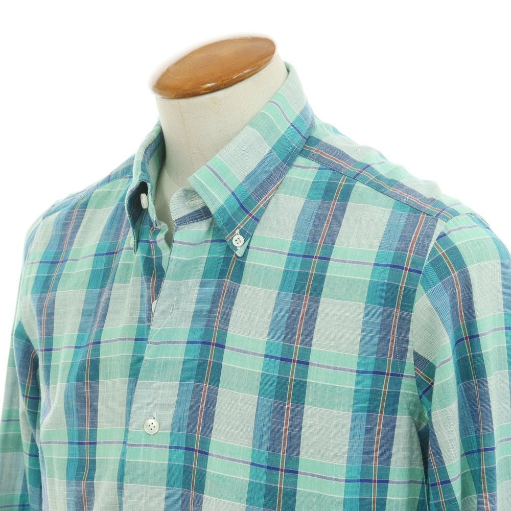 [Used] ORIAN Cotton Check Button-down Casual Shirt Green [40] [Condition Rank B] ​​[Men&