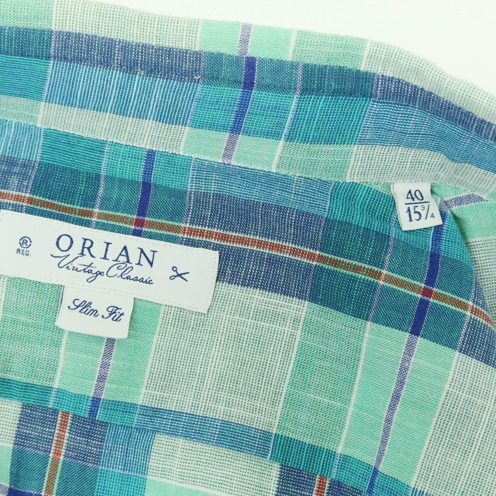 [Used] ORIAN Cotton Check Button-down Casual Shirt Green [40] [Condition Rank B] ​​[Men&