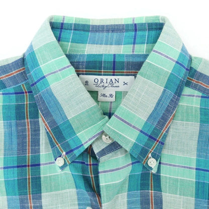 [Used] ORIAN Cotton Check Button-down Casual Shirt Green [40] [Condition Rank B] ​​[Men&