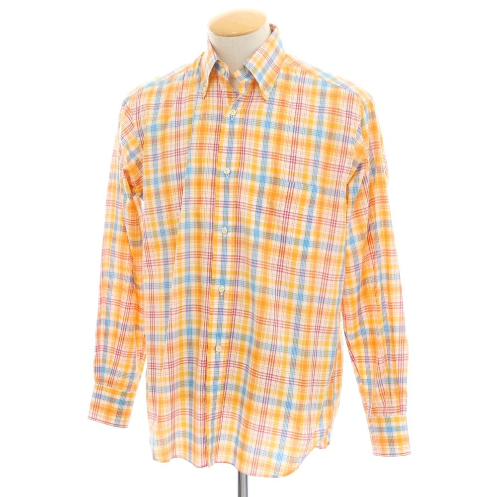 [Used] GUY ROVER Cotton Check Button-down Casual Shirt Orange x Blue [38] [Condition Rank C] [Men&