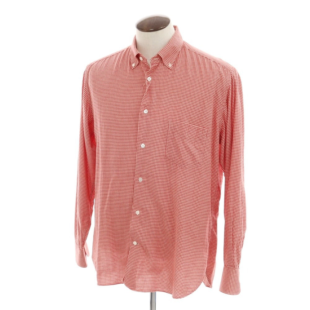 [Used] DANOLIS Cotton Button-down Check Casual Shirt Red x White [42] [Condition Rank B] ​​[Men&