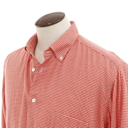 [Used] DANOLIS Cotton Button-down Check Casual Shirt Red x White [42] [Condition Rank B] ​​[Men&