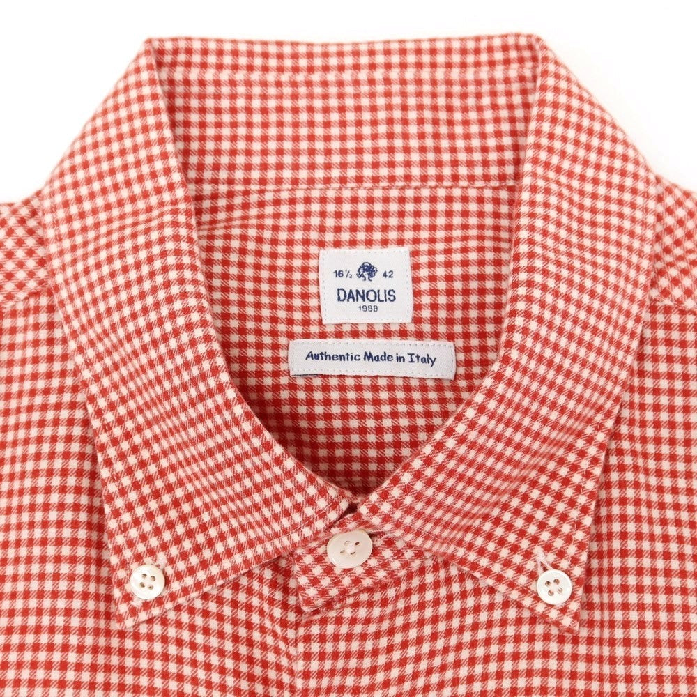 [Used] DANOLIS Cotton Button-down Check Casual Shirt Red x White [42] [Condition Rank B] ​​[Men&