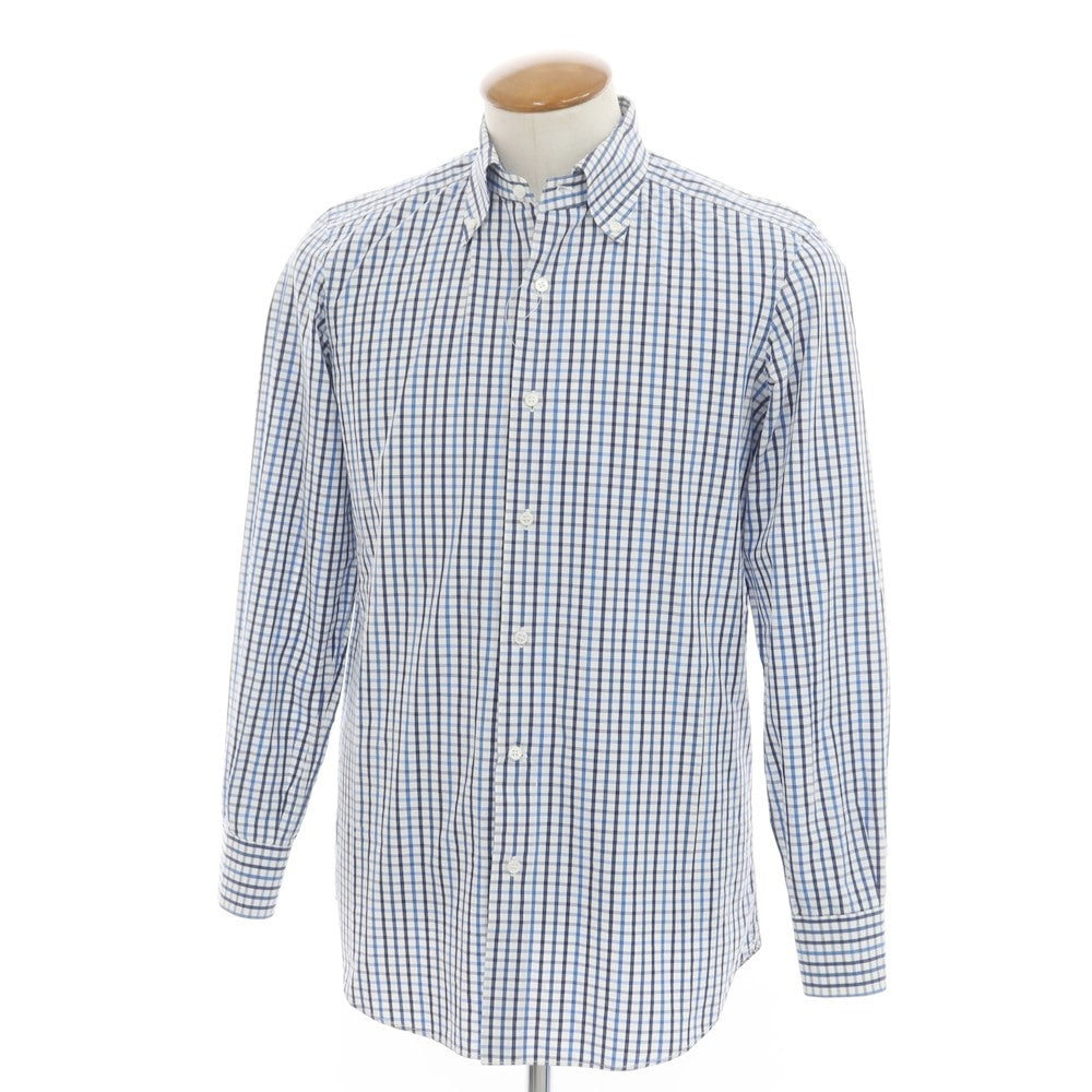 [Used] Barneys New York BARNEYS NEWYORK Cotton Check Button-down Casual Shirt White x Blue [39] [Condition Rank C] [Men&