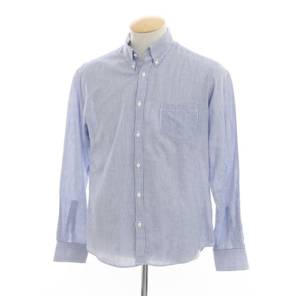 [Used] Barneys New York BARNEYS NEWYORK Cotton Linen Striped Button-down Casual Shirt Blue x White [S] [Condition Rank C] [Men&