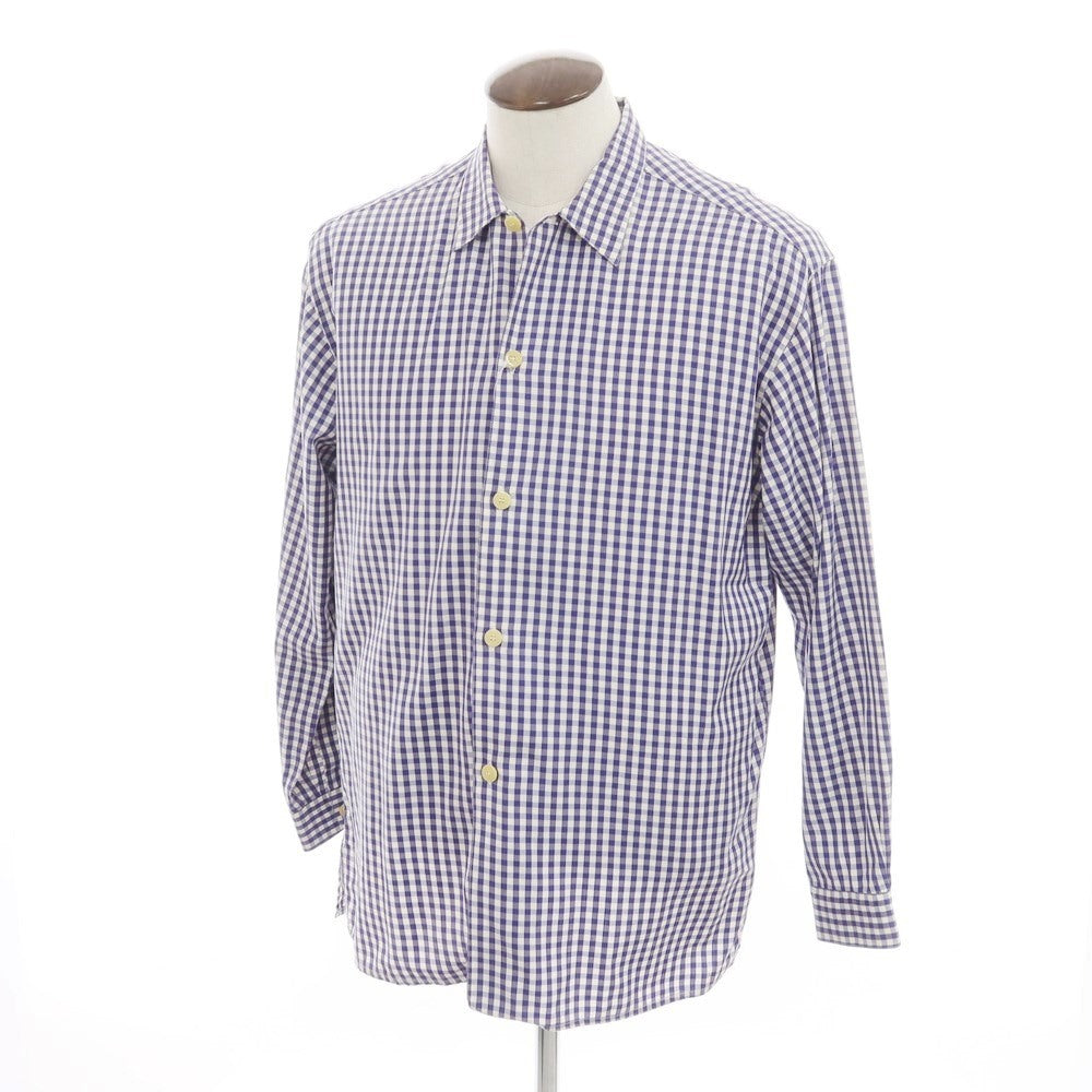 [Used] Barneys New York BARNEYS NEWYORK Cotton Check Open Collar Casual Shirt Purple x White [L] [Condition Rank C] [Men&