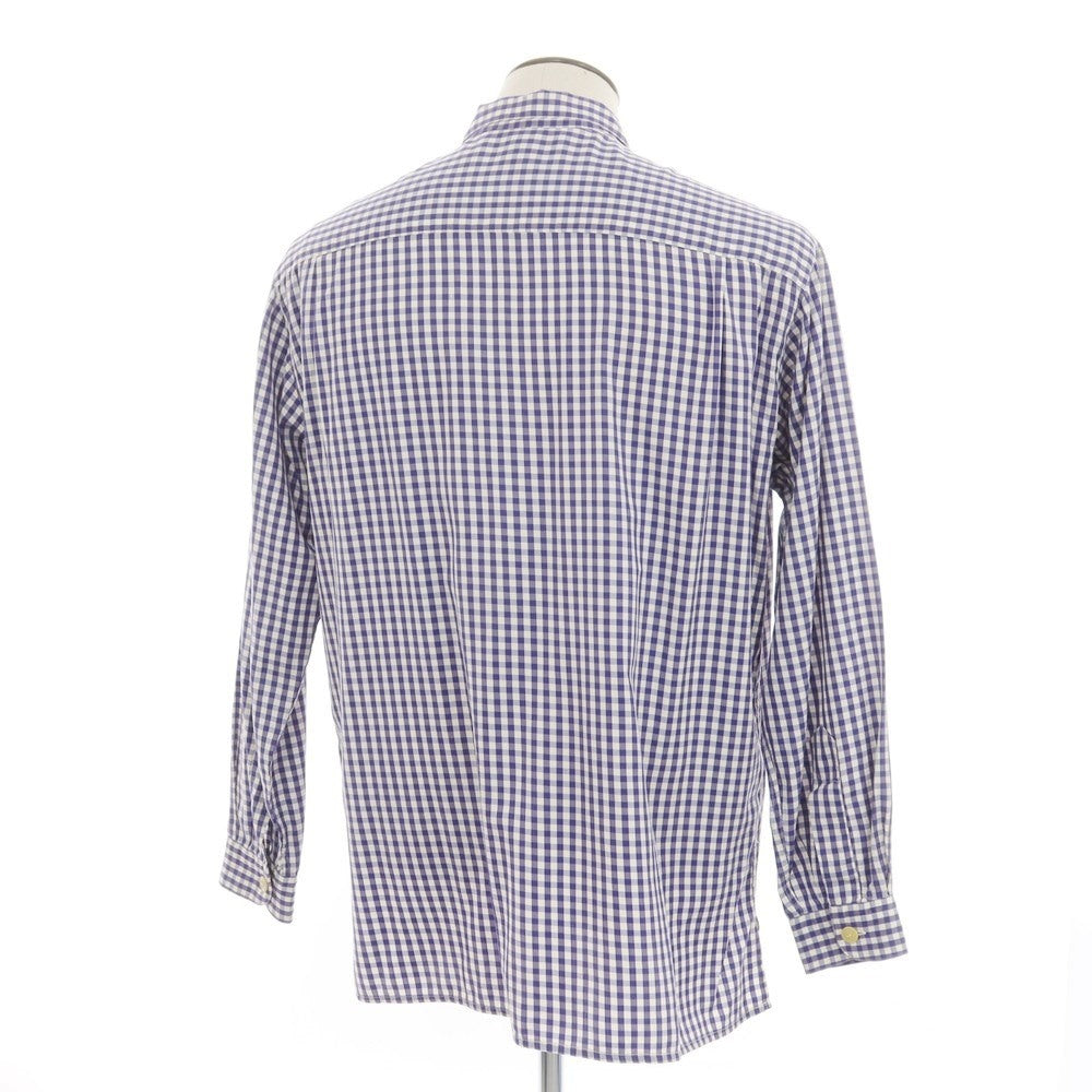 [Used] Barneys New York BARNEYS NEWYORK Cotton Check Open Collar Casual Shirt Purple x White [L] [Condition Rank C] [Men&