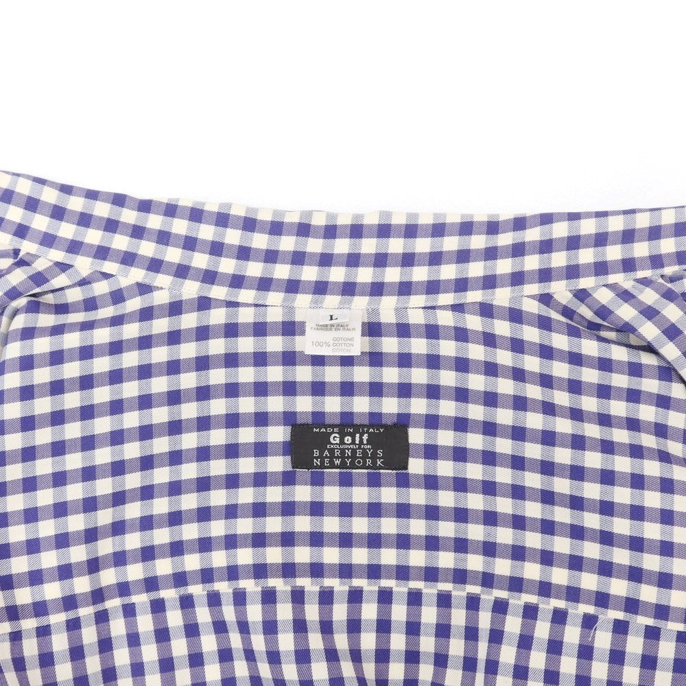 [Used] Barneys New York BARNEYS NEWYORK Cotton Check Open Collar Casual Shirt Purple x White [L] [Condition Rank C] [Men&