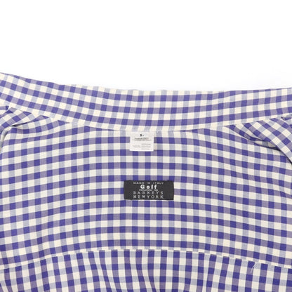 [Used] Barneys New York BARNEYS NEWYORK Cotton Check Open Collar Casual Shirt Purple x White [L] [Condition Rank C] [Men&