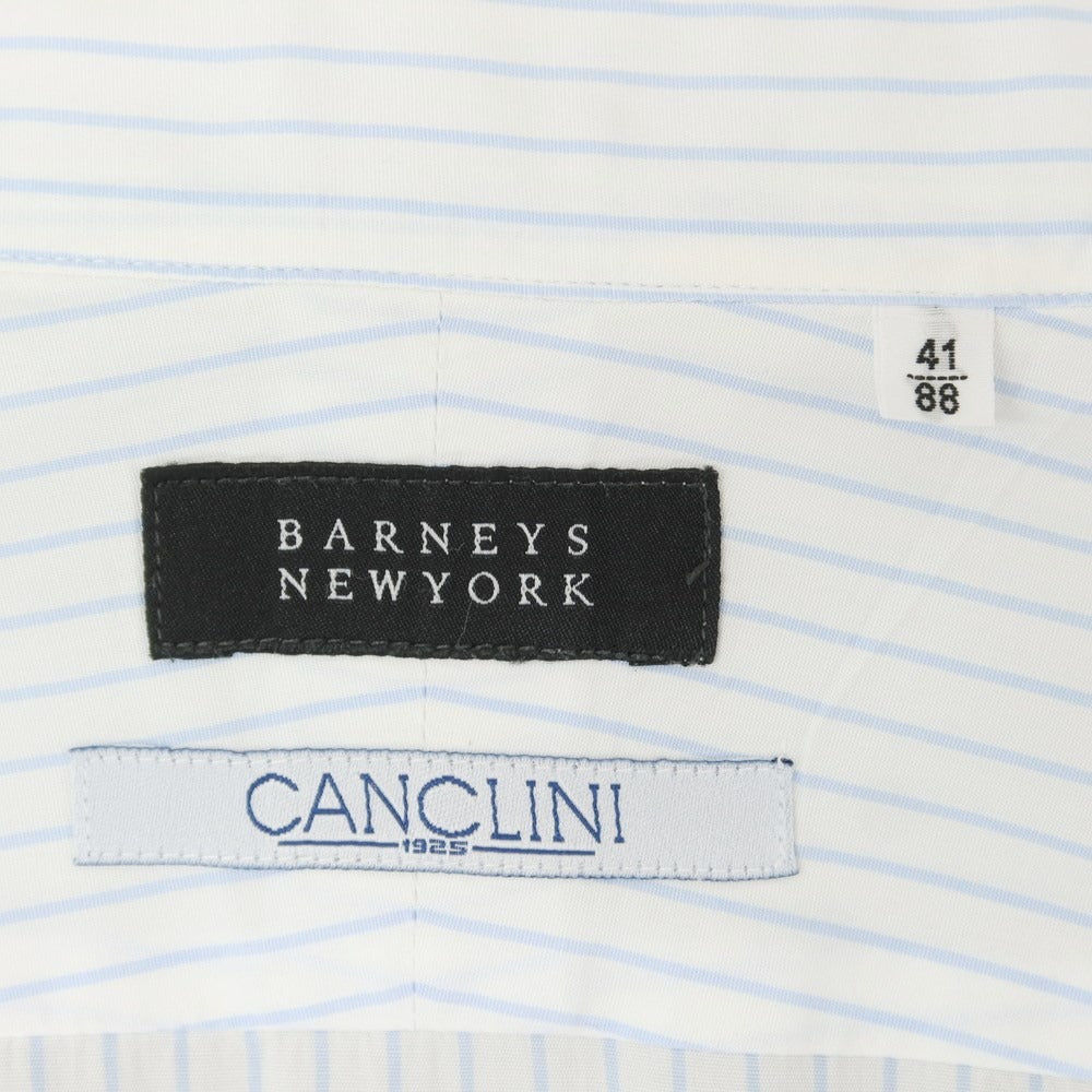 【中古】バーニーズニューヨーク BARNEYS NEWYORK コットン ワイドカラー ドレスシャツ ホワイトxライトブルー【 41 】【 状態ランクB 】【 メンズ 】