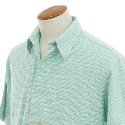 [Used] Barneys New York BARNEYS NEWYORK Linen Rayon Cotton Check Short Sleeve Shirt Green x Blue [M] [Condition Rank C] [Men&