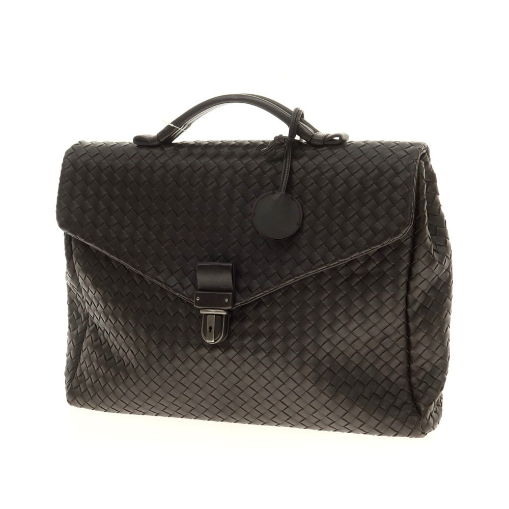 【中古】ボッテガヴェネタ BOTTEGAVENETA レザー イントレチャート ブリーフケース ダークブラウン【 状態ランクC 】【 メンズ 】