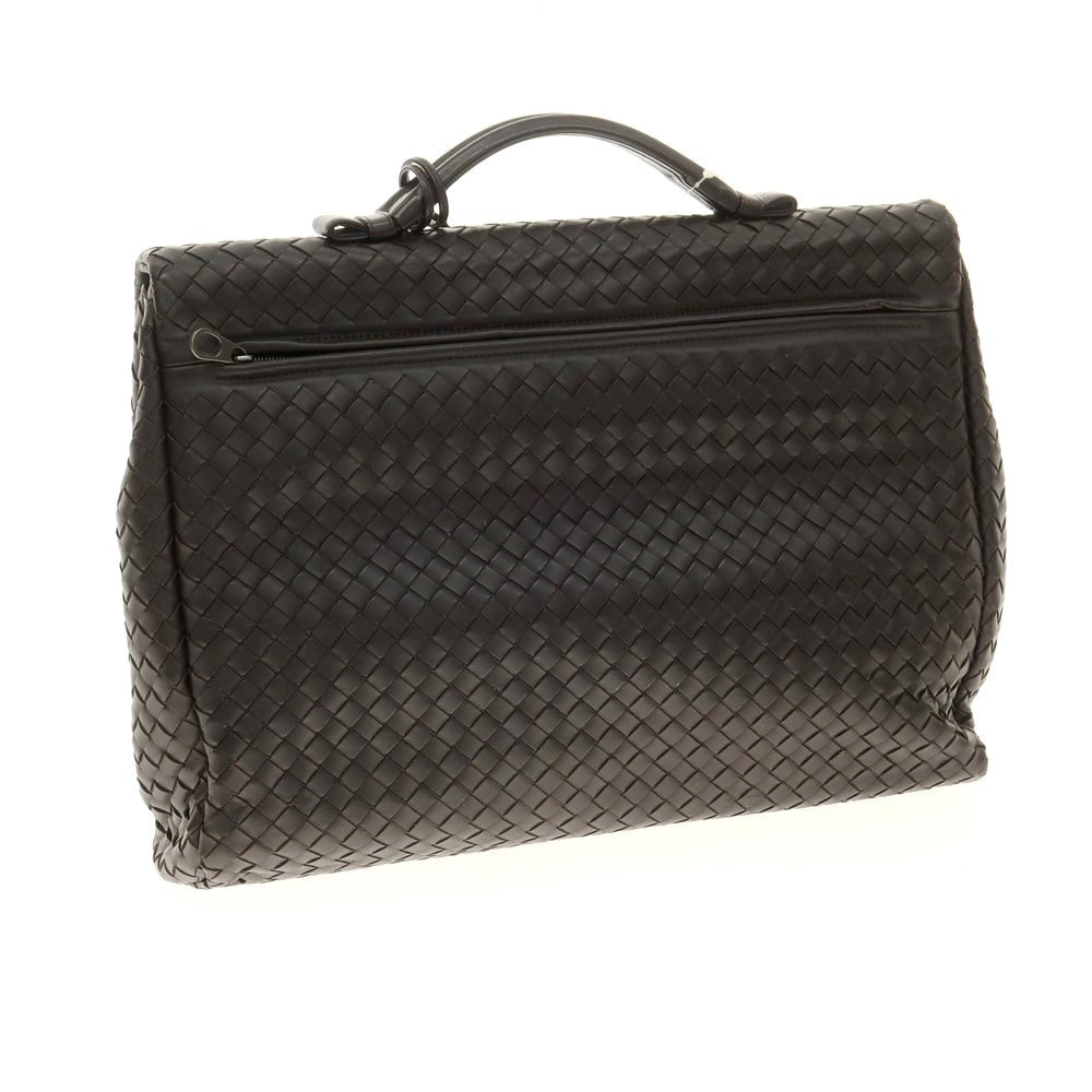 【中古】ボッテガヴェネタ BOTTEGAVENETA レザー イントレチャート ブリーフケース ダークブラウン【 状態ランクC 】【 メンズ 】