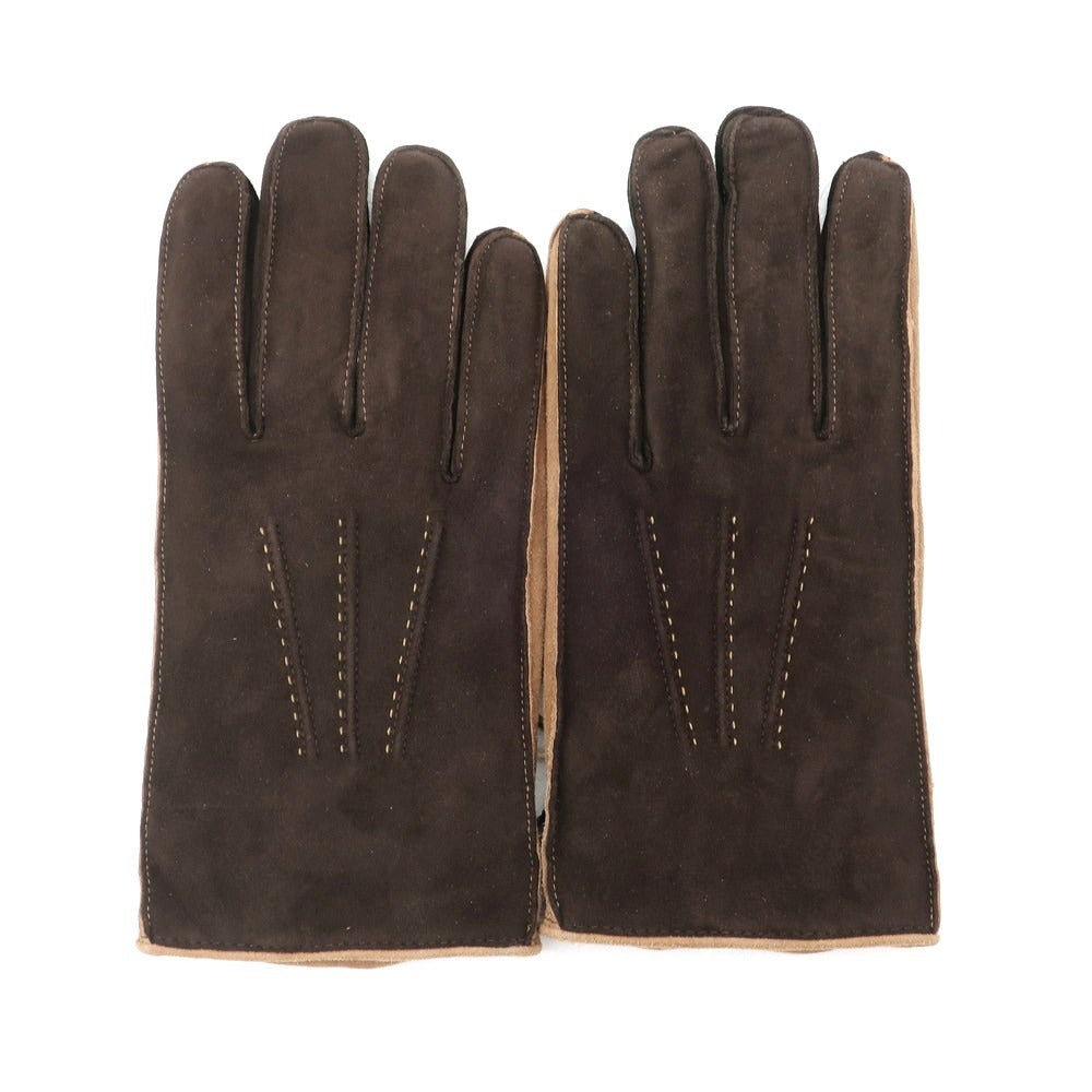 【中古】【未使用】グローブス gloves カシミヤライニング シープレザー グローブ 手袋 ダークブラウンxブラウン【 8 】【 状態ランクS 】【 メンズ 】