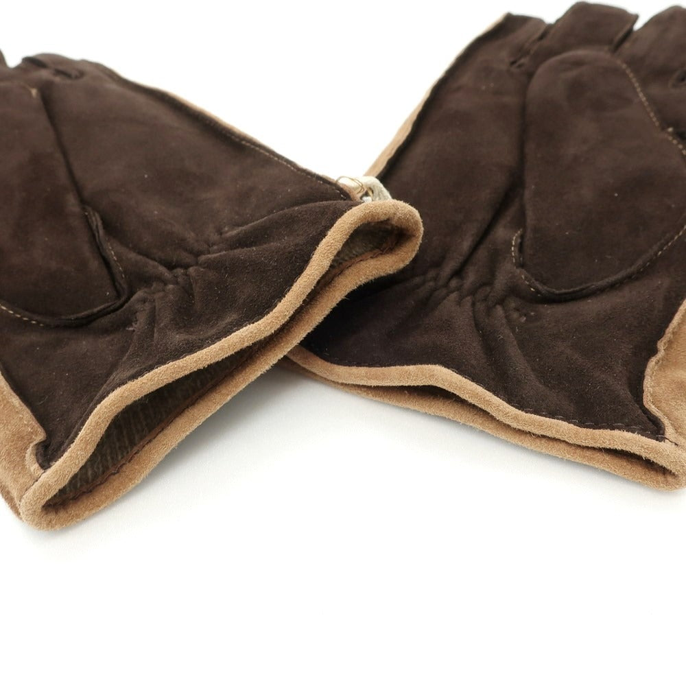 【中古】【未使用】グローブス gloves カシミヤライニング シープレザー グローブ 手袋 ダークブラウンxブラウン【 8 】【 状態ランクS 】【 メンズ 】