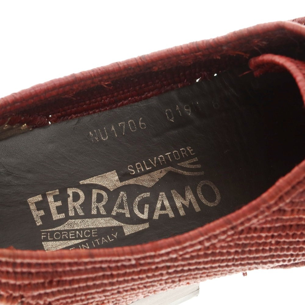 【中古】サルヴァトーレフェラガモ Salvatore Ferragamo ジュート プレーントゥシューズ ワインレッド【 6 】【 状態ランクB 】【 メンズ 】