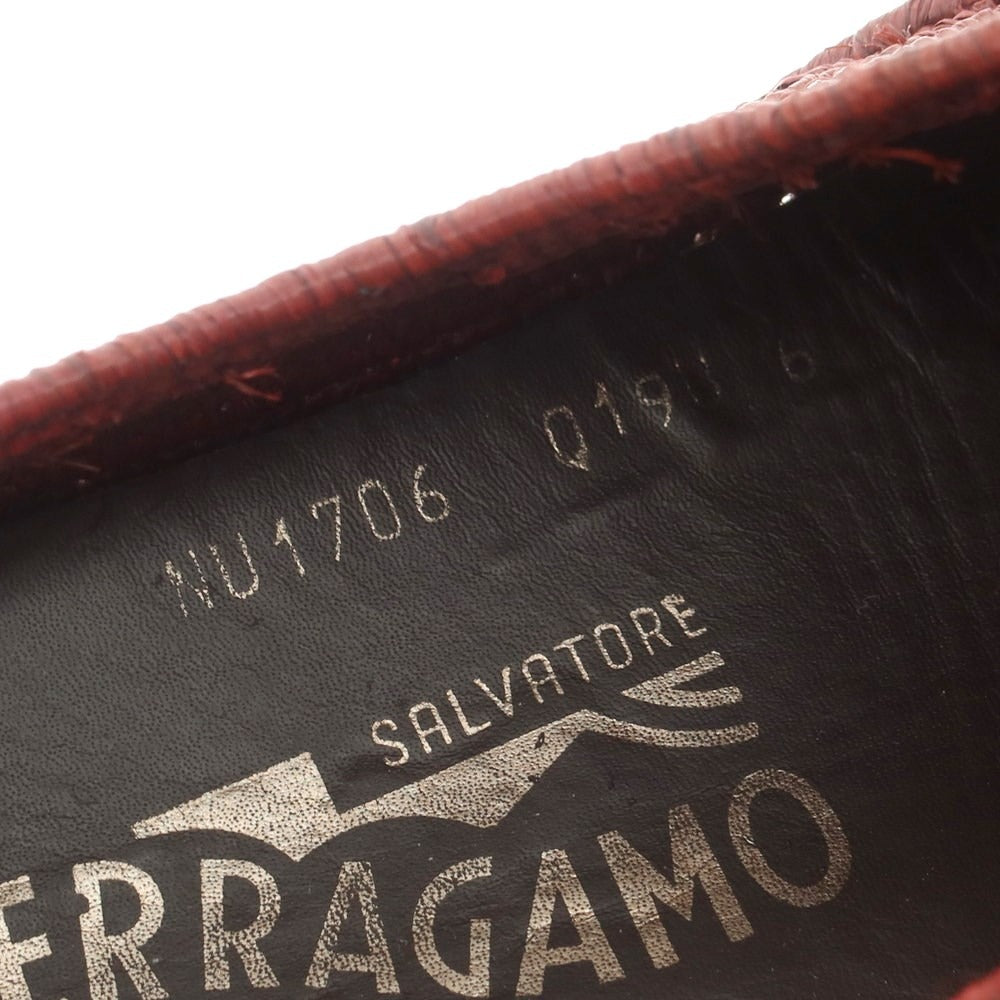 【中古】サルヴァトーレフェラガモ Salvatore Ferragamo ジュート プレーントゥシューズ ワインレッド【 6 】【 状態ランクB 】【 メンズ 】