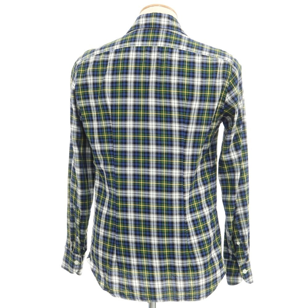 [Used] Giannetto Cotton Check Wide Collar Casual Shirt Navy x Green [S] [Condition Rank B] ​​[Men&