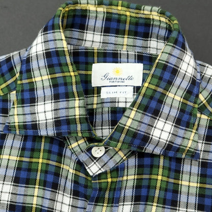 [Used] Giannetto Cotton Check Wide Collar Casual Shirt Navy x Green [S] [Condition Rank B] ​​[Men&