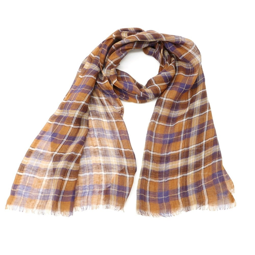 [Used] CRUCIANI Linen Check Scarf Brown x Navy [BRW] [S/S] [Condition Rank B] ​​[Men&