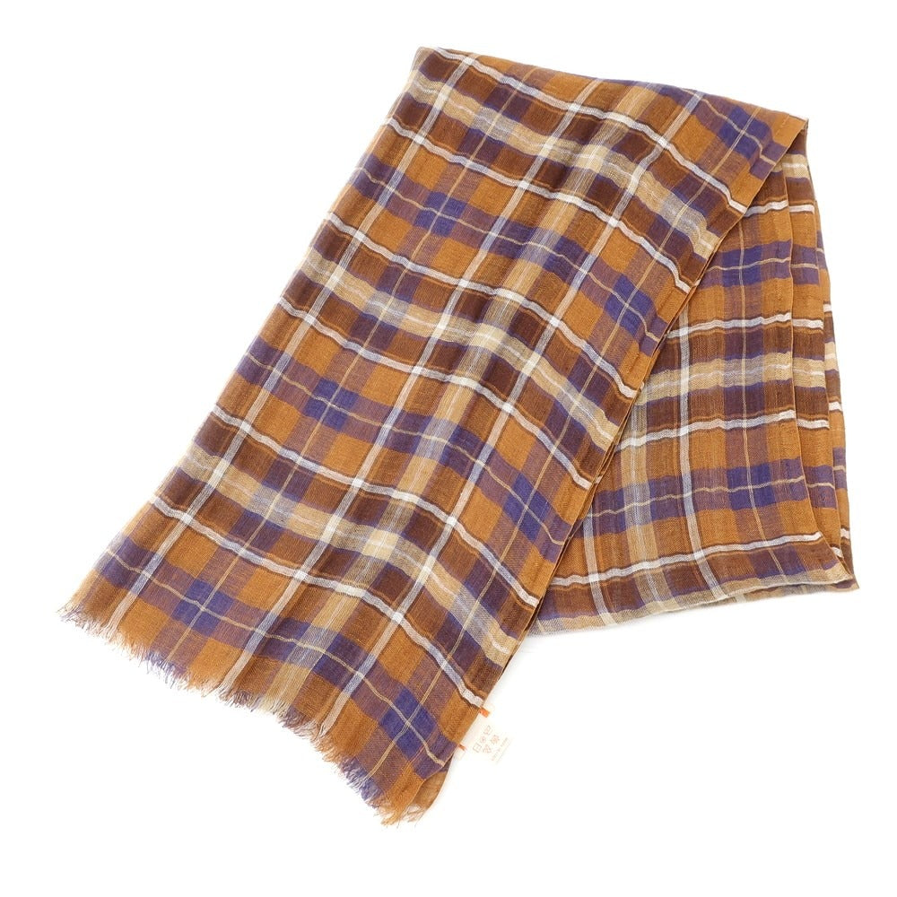 [Used] CRUCIANI Linen Check Scarf Brown x Navy [BRW] [S/S] [Condition Rank B] ​​[Men&